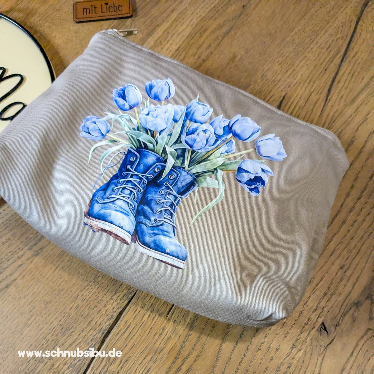 Bügelbild Flower Boots blau